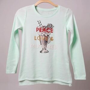 EPIC THREADS Graphic Tunic Top Long Sleeve Burnout in Light Mint Green Girls M